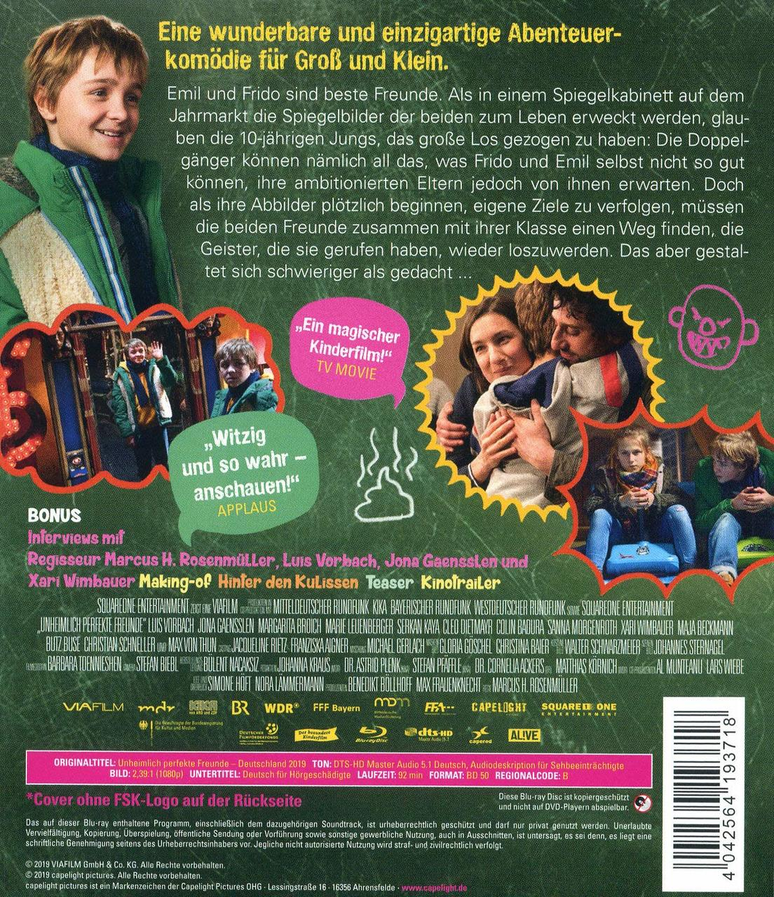 Rückseite einer DVD-Hülle, die eine Filmszene mit Text und Schauspielern zeigt. Bonusinhalte sind aufgelistet.