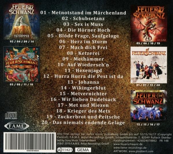 CD-Cover mit Titelliste und Albumcover. Die Kunst zeigt einen Ritter und einen Drachen.