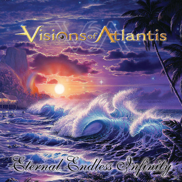 Album borító: Hullámok a naplementében. Pálmafák jobbra. Szöveg: Visions of Atlantis, Eternal Endless Infinity.