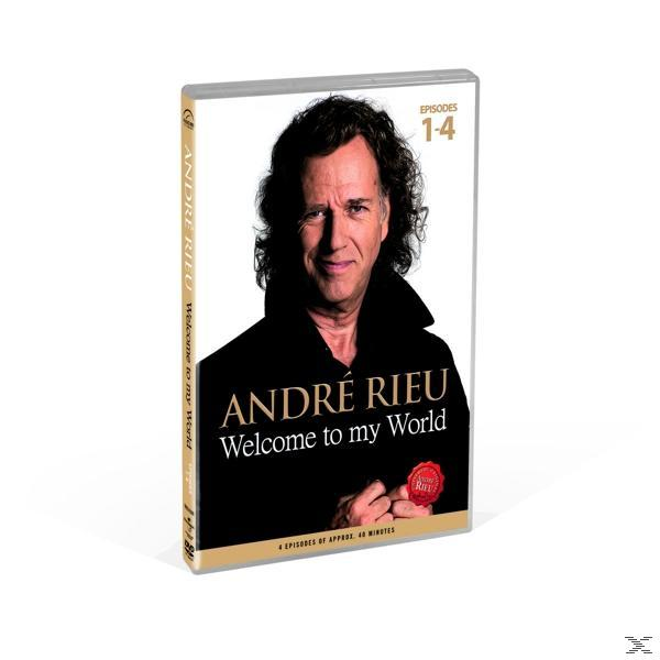 André Rieu 'Welcome to my World' DVD tokja. Férfi fekete ingben, mosolyog. 1-4. epizódok.