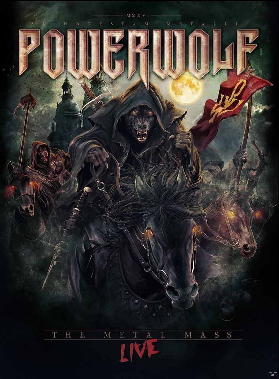 Album borító. Powerwolf lovagol, sötét gótikus téma, telihold.