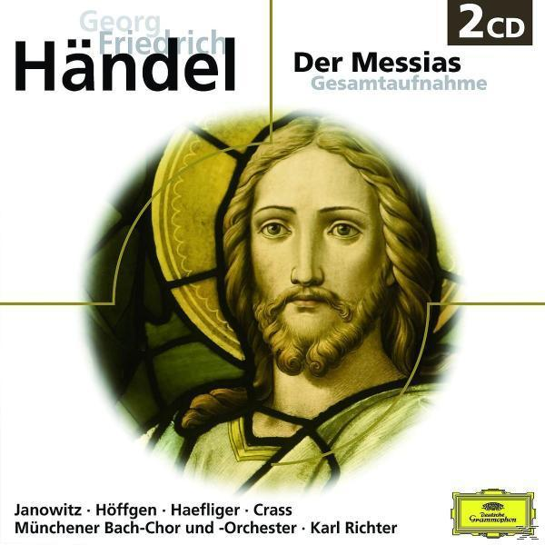 Albumcover, Händels Messias. Porträt, Jesus, mit goldenem Hintergrund.