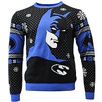 NUMSKULL Batman: In the Shadows Xmas Pullover XXL Strickpullover, Schwarz/Blau