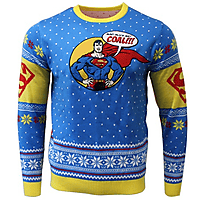 NUMSKULL Superman Xmas Pullover XXL Strickpullover, Blau/Gelb