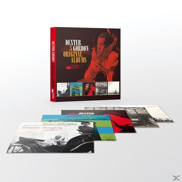 Ein Set von 5 Originalalben von Dexter Gordon in einer Box, mit zusätzlichen Alben.