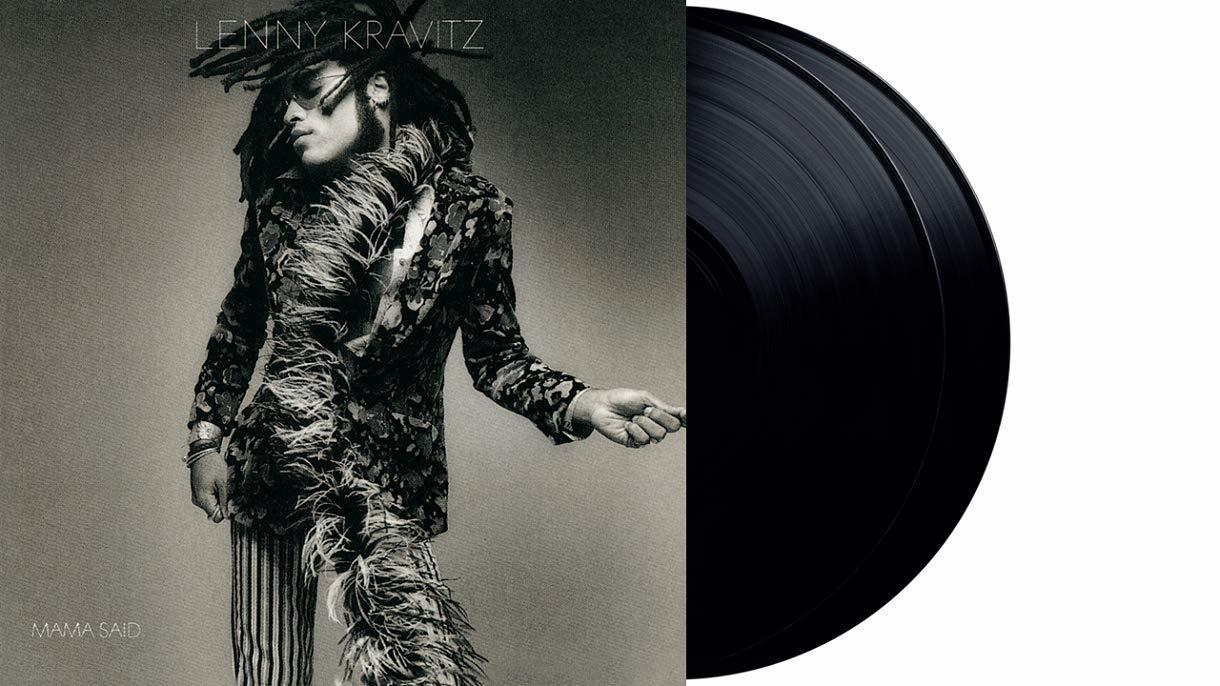 Album borító Lenny Kravitz-cal és két fekete bakelit lemezzel.
