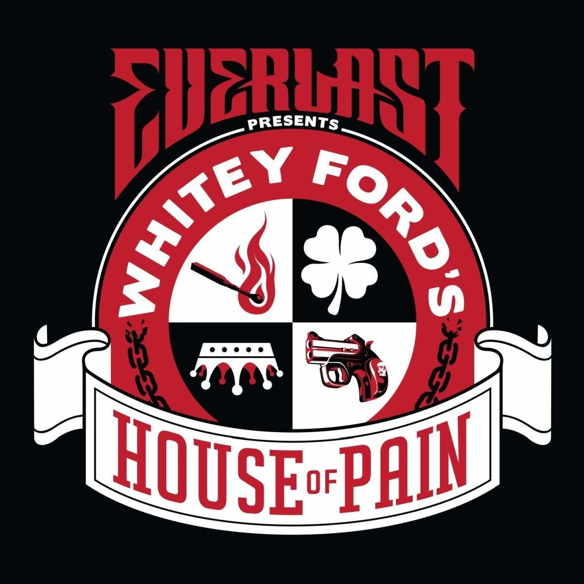 Az Everlast bemutatja Whitey Ford's House of Pain logóját, négy szimbólummal egy körben.