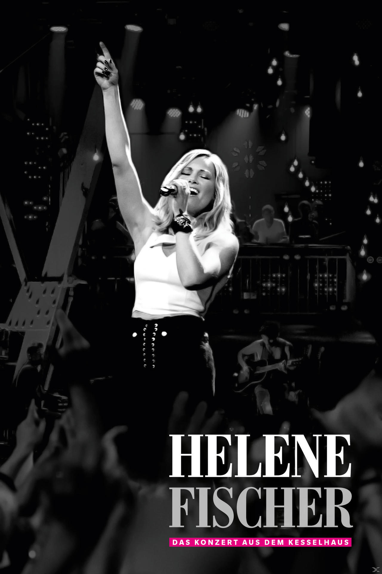 Helene Fischer Konzert-DVD-Cover. Sie singt in ein Mikrofon, mit Publikum und Bühnenlicht im Hintergrund.