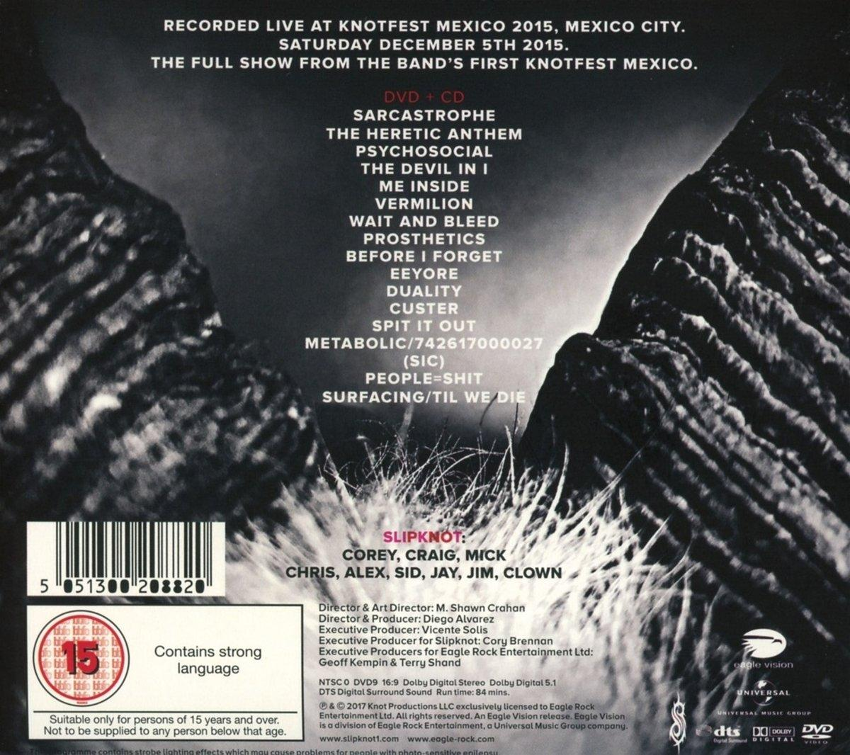 CD-Hülle hinten mit schwarzem Hintergrund, Titelliste und Bandnamen.