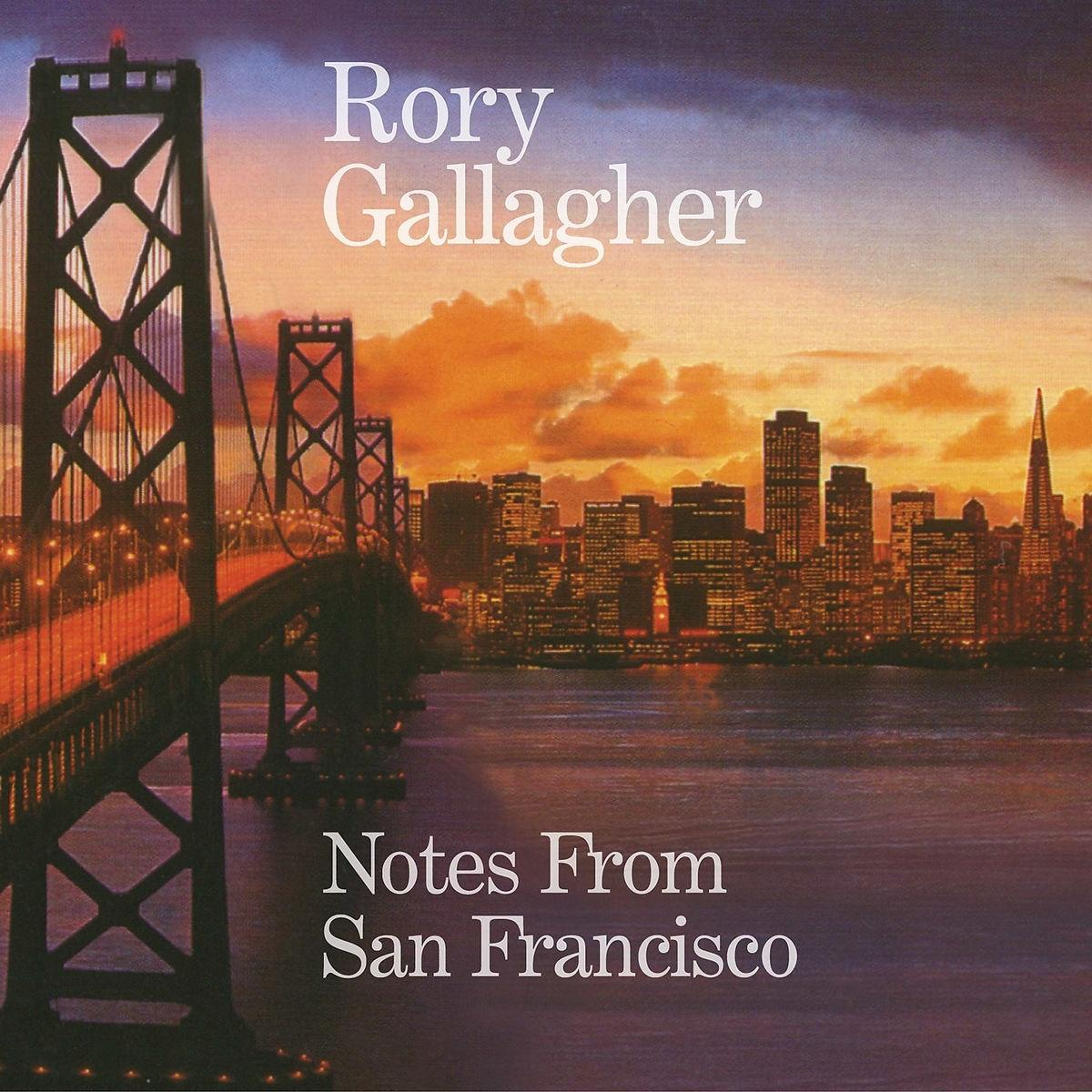 Albumcover mit Skyline bei Sonnenuntergang, Brücke und Text 'Notes From San Francisco'.