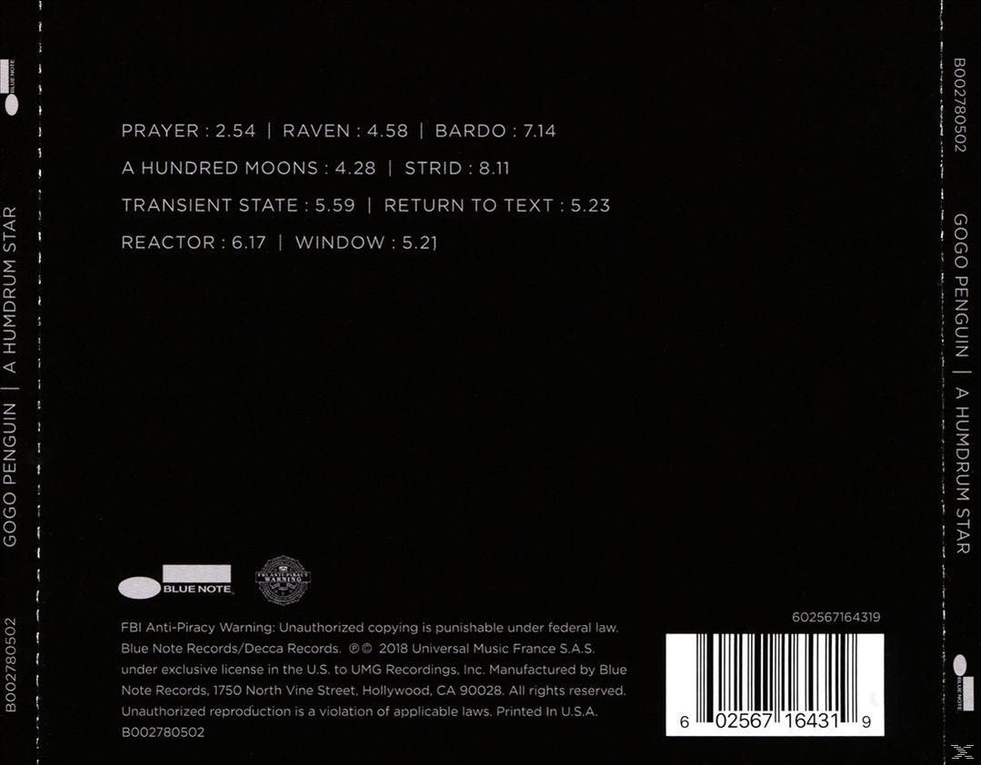 CD-Rückseite mit Titeln, weißer Text auf Schwarz und Logo unten.