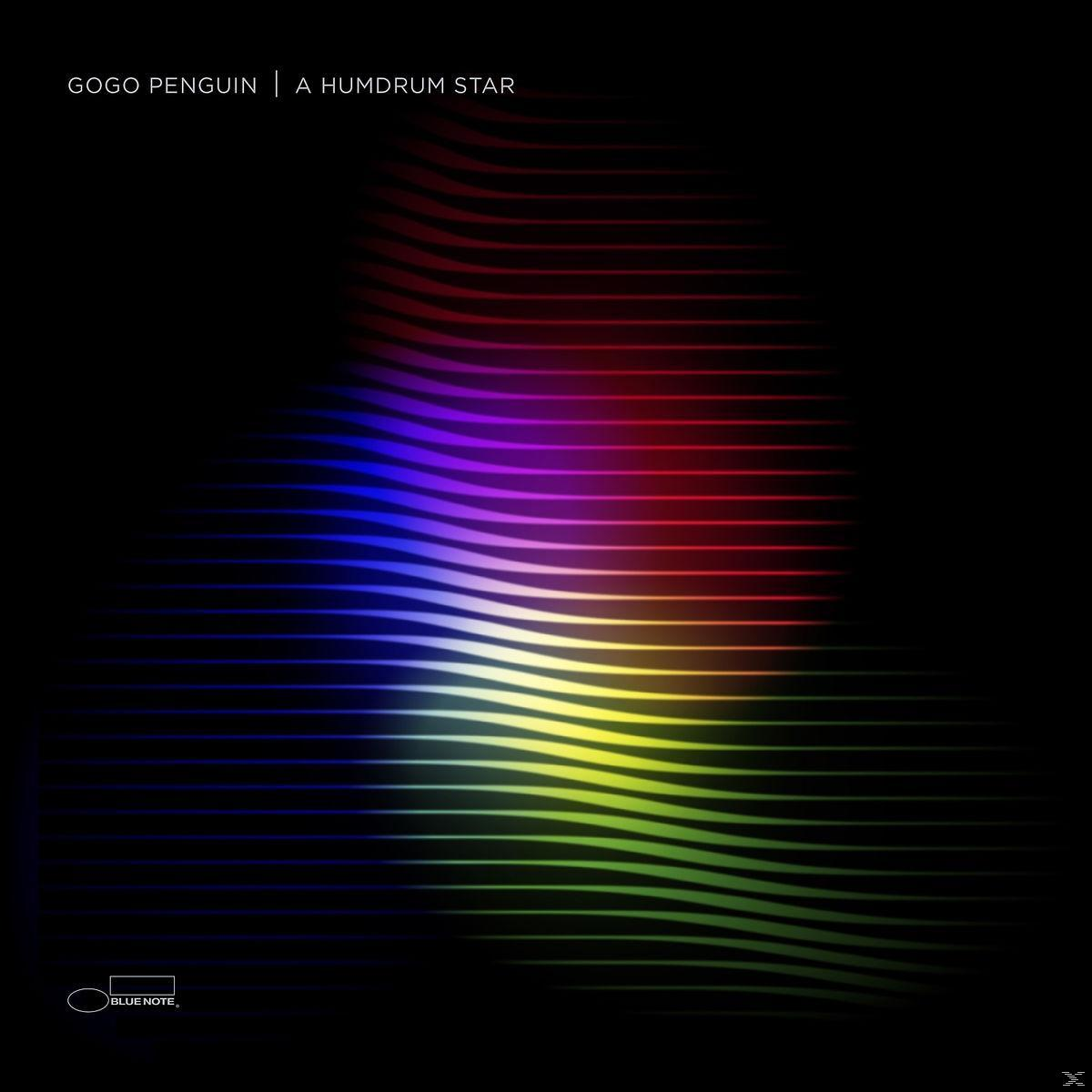 Albumcover: Gogo Penguin, 'A Humdrum Star'. Abstrakte Farbwellen auf schwarzem Hintergrund.