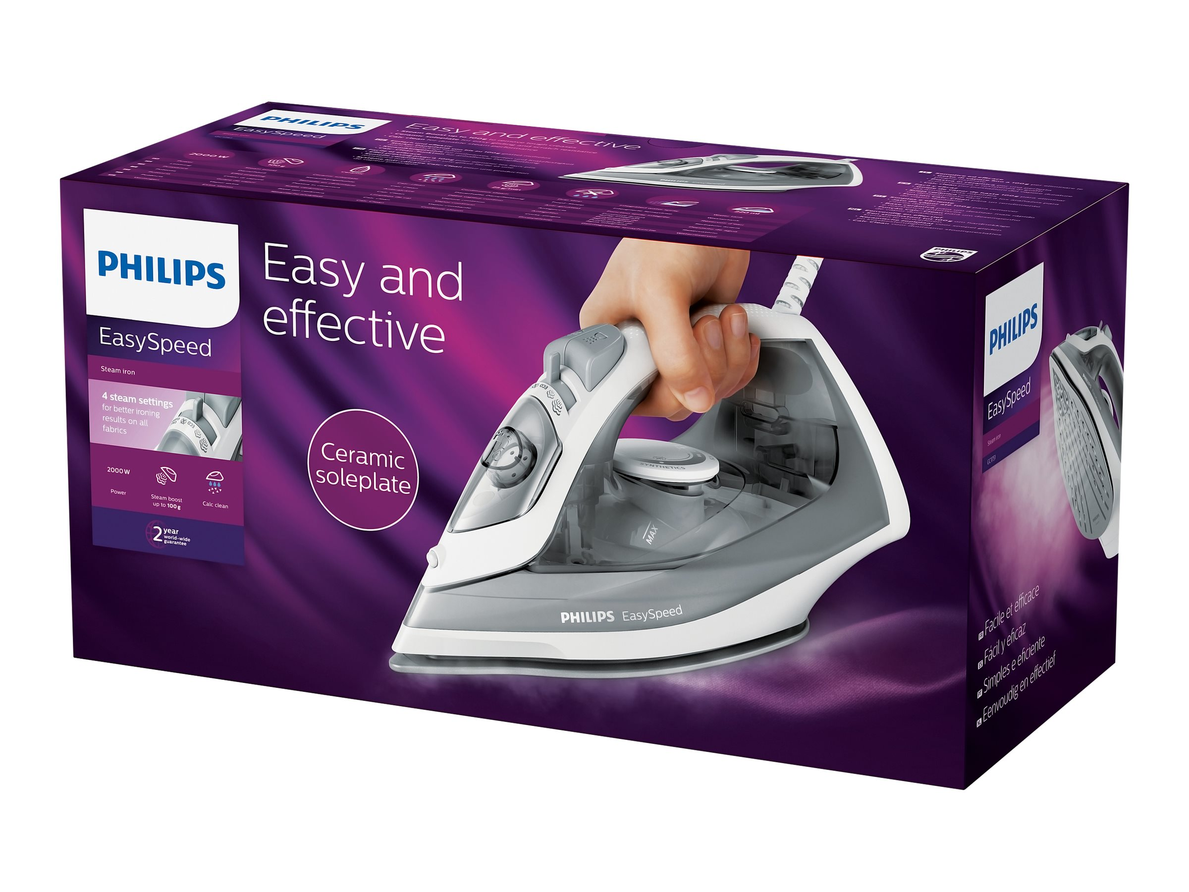 PHILIPS GC1751/80 Dampfbügeleisen (2000 Watt, Grau)