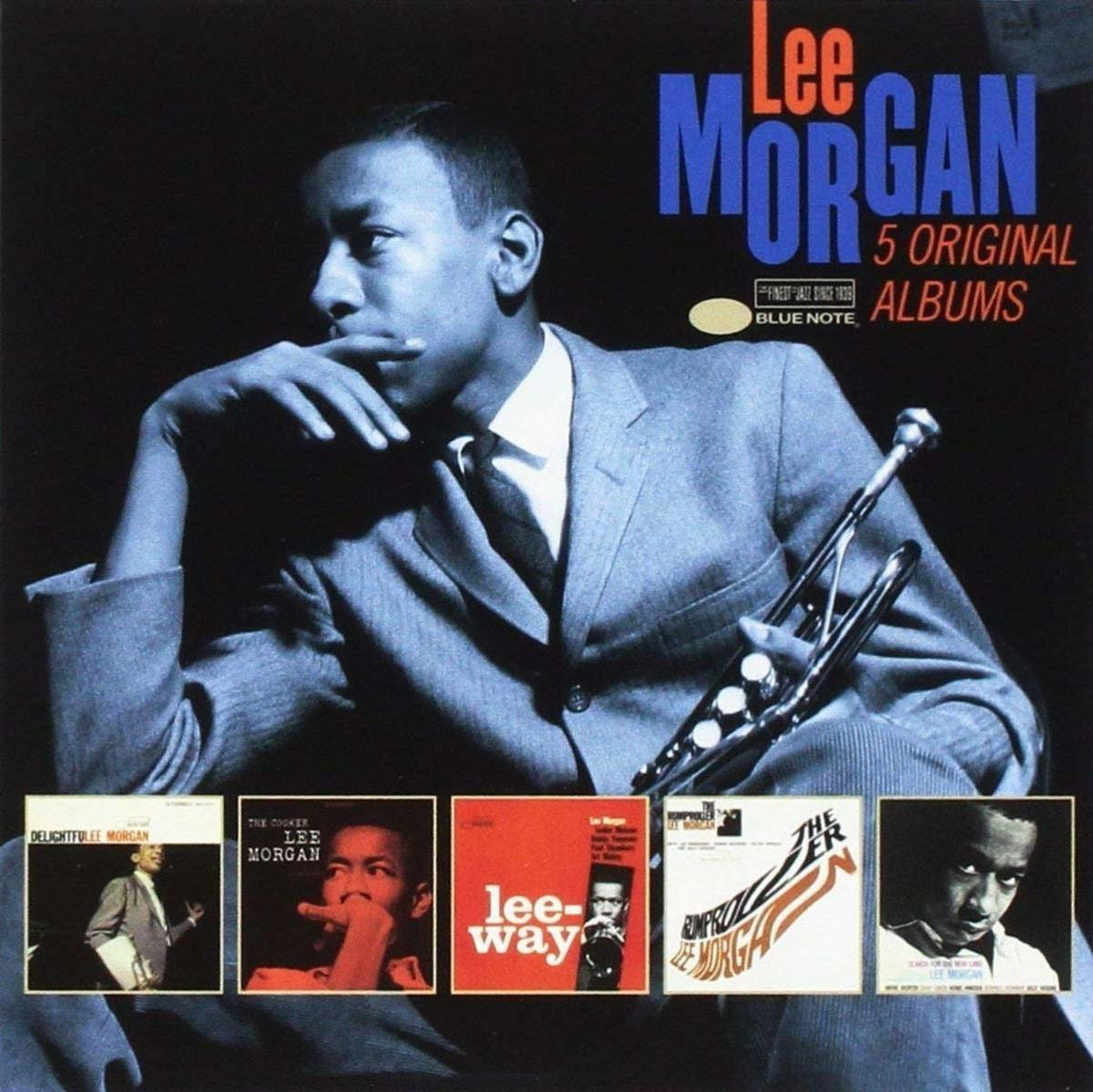 Albumcover mit einem Mann im Anzug, der eine Trompete hält, und Bildern von 5 anderen Albumcovern.