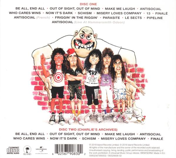 Albumcover mit Zeichentrickfiguren und einer roten Backsteinmauer. Text enthält die Trackliste des Albums.