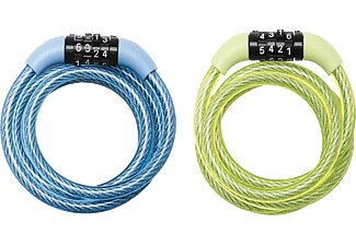 MASTERLOCK Acél kábelzár, 1,2m x 8mm, fix kombinációval, pasztell színek: kék + zöld