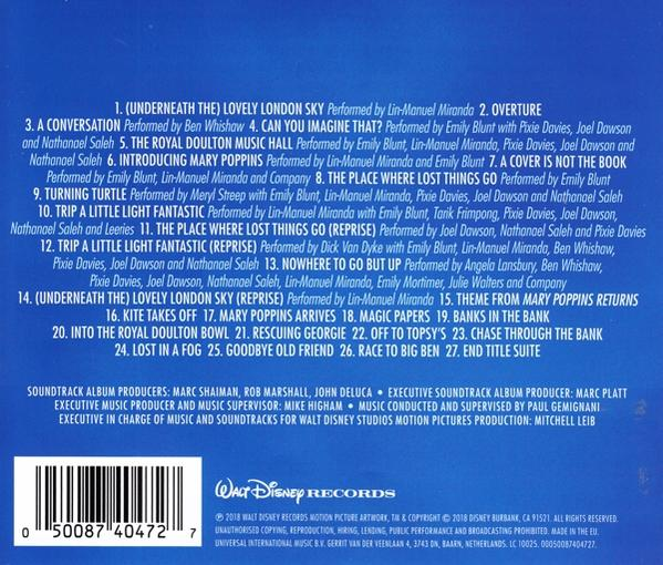 CD-Rückseite mit Titelliste eines Filmsoundtracks.