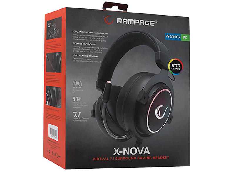 RAMPAGE RM-K11 X-NOVA Siyah 7,1 Usb Surround RGB Ledli Gaming Oyuncu Mikrofonlu Kablolu Kulaklık Siyah_5