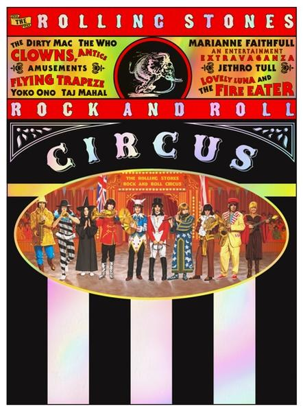 Poster für 'The Rolling Stones Rock and Roll Circus', Gruppe von Leuten in Kostümen.