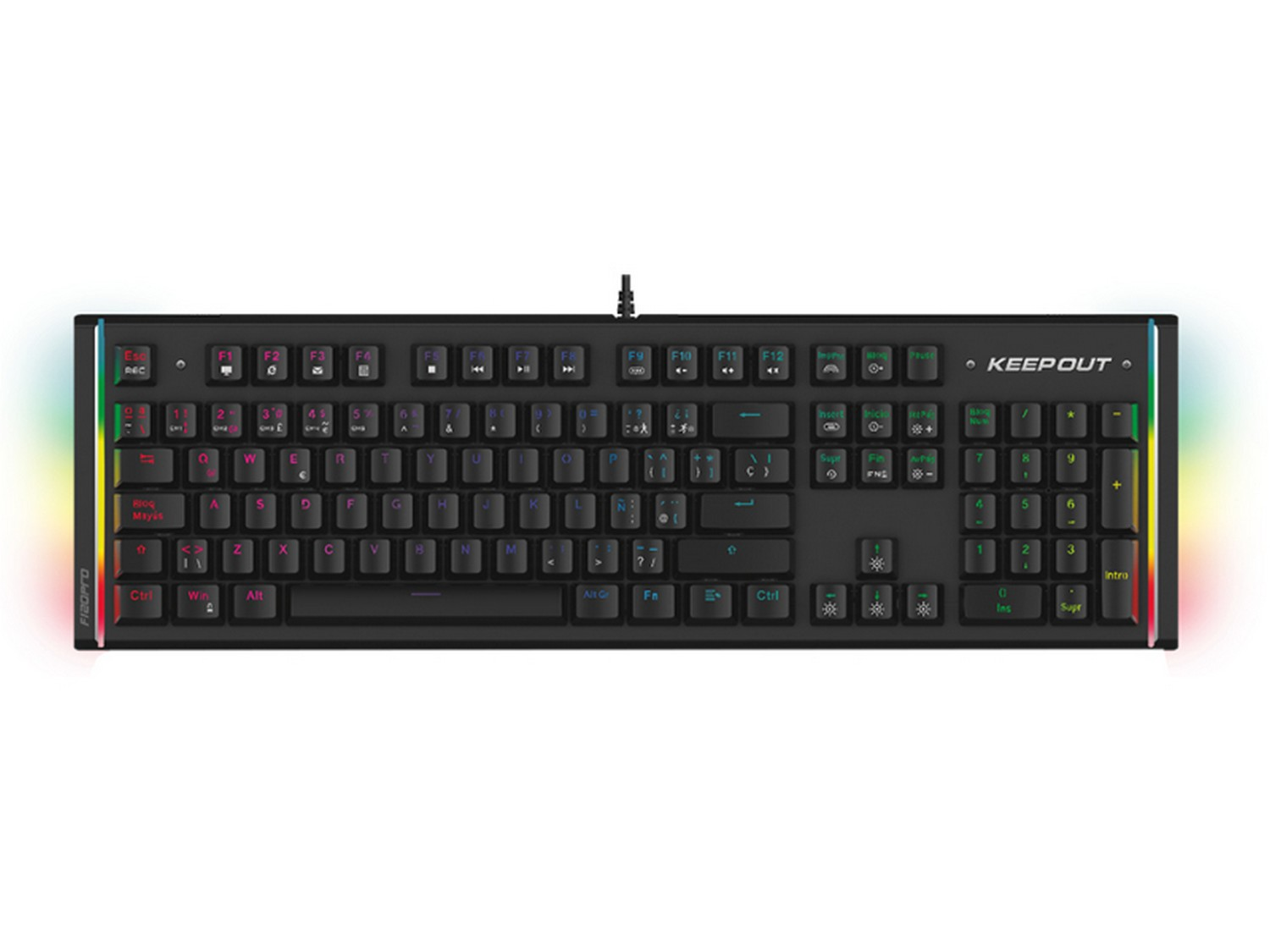 Teclado gaming - Keep Out F120PRO, Óptico para PC, Retroiluminado, Qwerty, USB, Negro