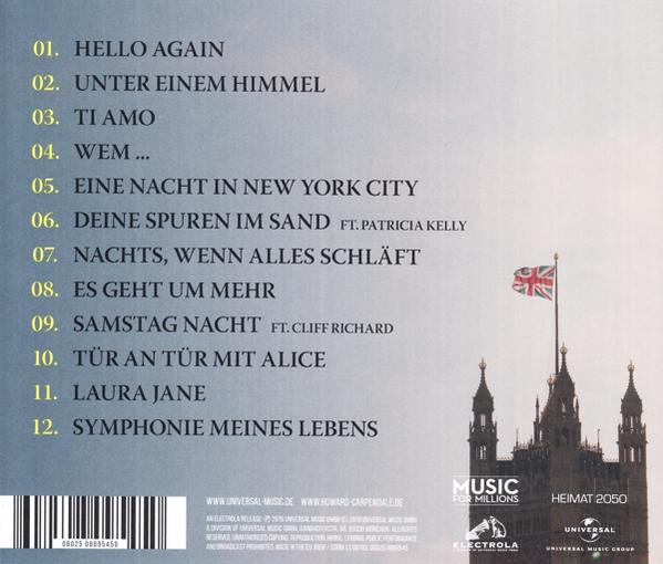 Albumcover mit Titelliste, Union Jack und einer Gebäudesilhouette.