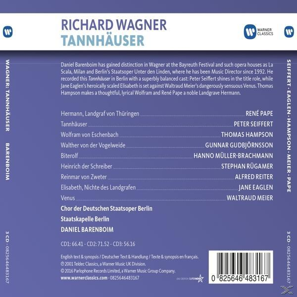 CD-Cover mit Text über 'Richard Wagner Tannhäuser'. Es enthält eine Liste der Interpreten und ein Logo.
