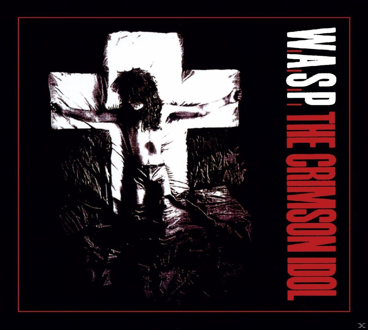 Albumcover mit einer Person am Kreuz, der Albumtitel lautet W.A.S.P. The Crimson Idol.