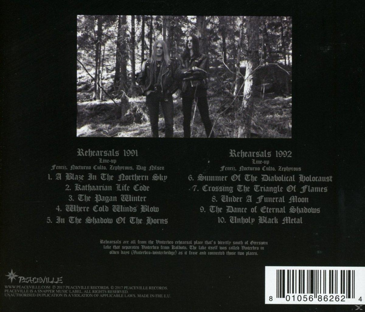Zwei Personen stehen in einem Wald. Unten steht Text: Proben 1991 und 1992. Albumcover.