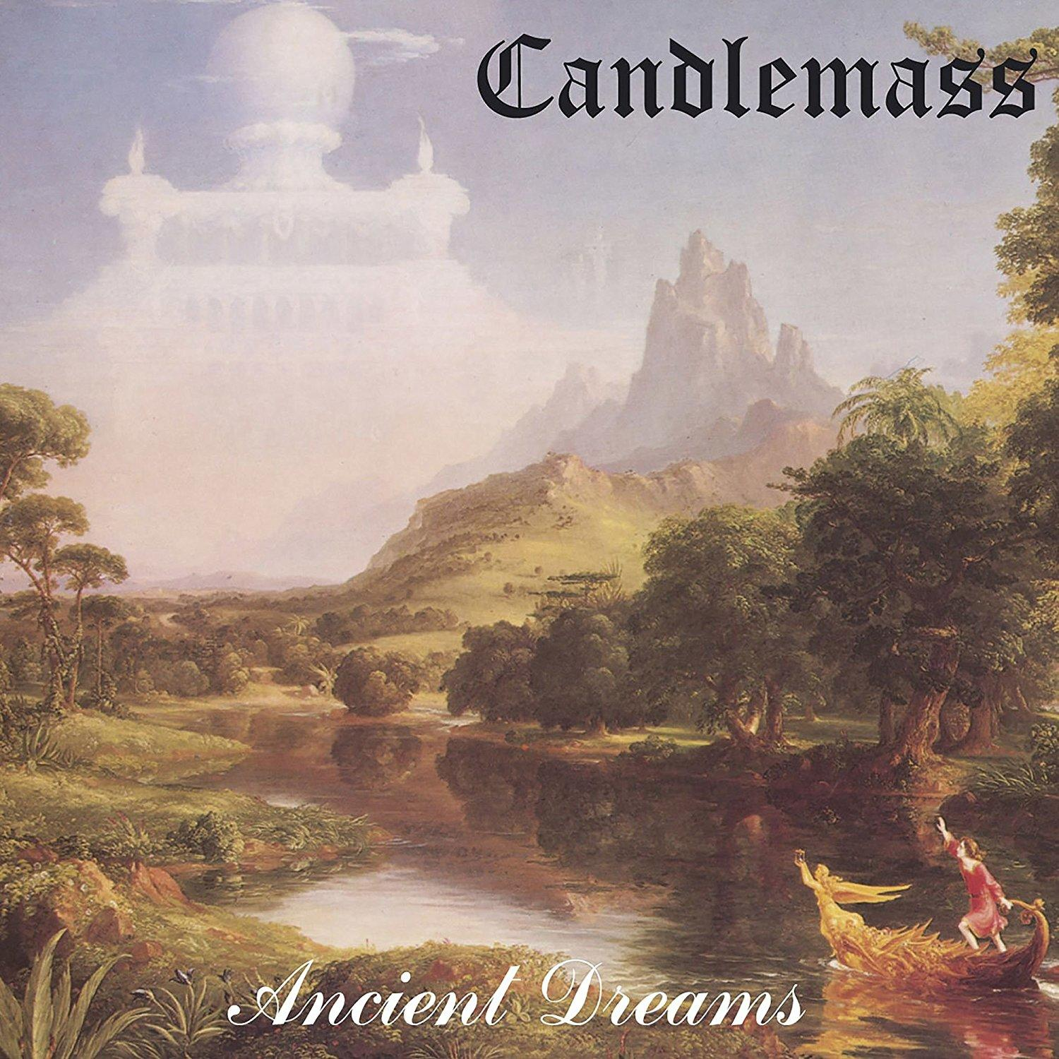 Albumcover: Landschaftsgemälde. Text: Candlemass, Ancient Dreams.