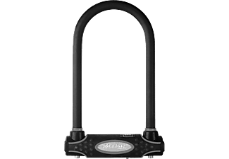 MASTERLOCK U lakat edzett acél kengyellel, 4 db kulccsal, fekete tartókonzollal, 210x110x13 mm