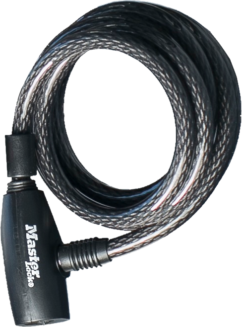 MASTERLOCK Kulcsos tekercselt kábelzár, 1,8m x 10mm, 2 db kulcs, fekete