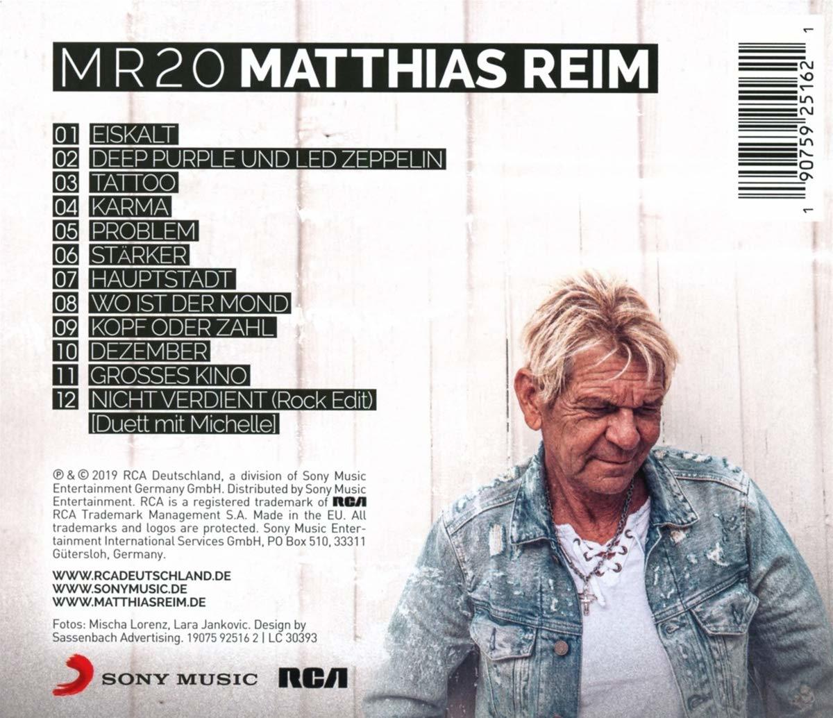 Matthias Reim Albumcover mit Titelliste.