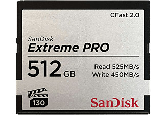 SANDISK Extrempro - CFexpress-Carte mémoire  (512 GB, 525 MB/s, Noir/Argent)