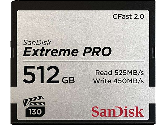 SANDISK Extrempro - CFexpress-Scheda di memoria  (512 GB, 525 MB/s, Nero/Argento)