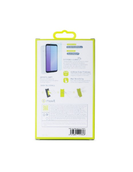 Funda + protector - Muvit MUPAK0432, Para LG K40, Flexible, Anti rayaduras, Vidrio templado, Transparente