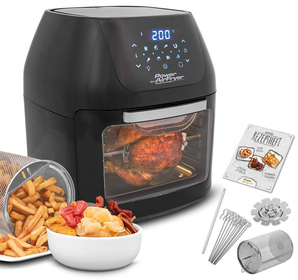MEDIA SHOP M16438 Power AirFryer Multifunction Heißluftfritteuse (9 l, 1800 Watt, Schwarz)