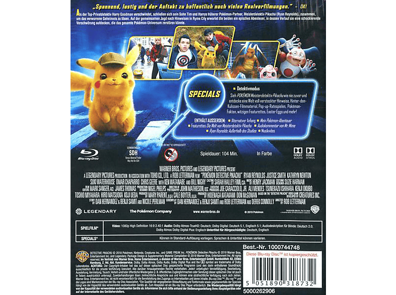 Pokémon Meisterdetektiv Pikachu Blu Ray