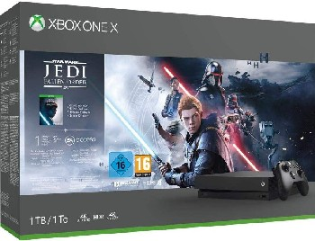 Consola - Microsoft Xbox One X, 1 TB, Negro + Star Wars: Jedi Fallen Order
