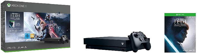 Consola - Microsoft Xbox One X, 1 TB, Negro + Star Wars: Jedi Fallen Order