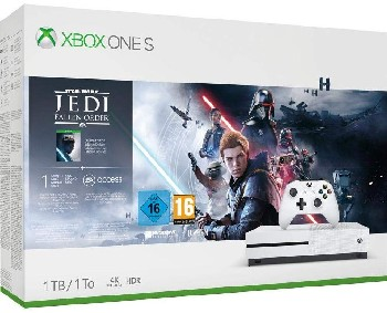 Consola - Microsoft Xbox One S, 1 TB, Blanco + Star Wars: Jedi Fallen Order