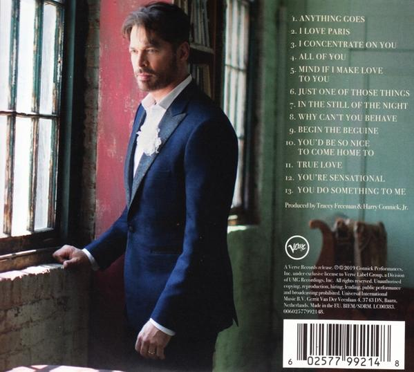 Achterkant van het album van Harry Connick Jr. Toont een man in pak, tracklist en informatie over het label.