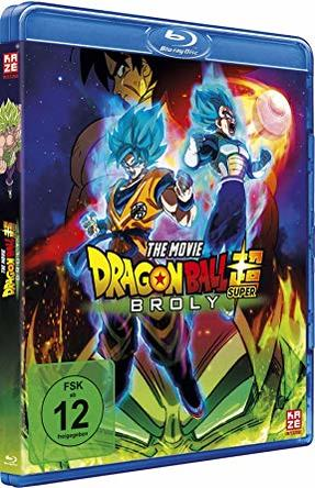 Dragon Ball Super Broly Blu-ray Hülle. Animierte Charaktere auf dem Cover. Blaue Hülle.