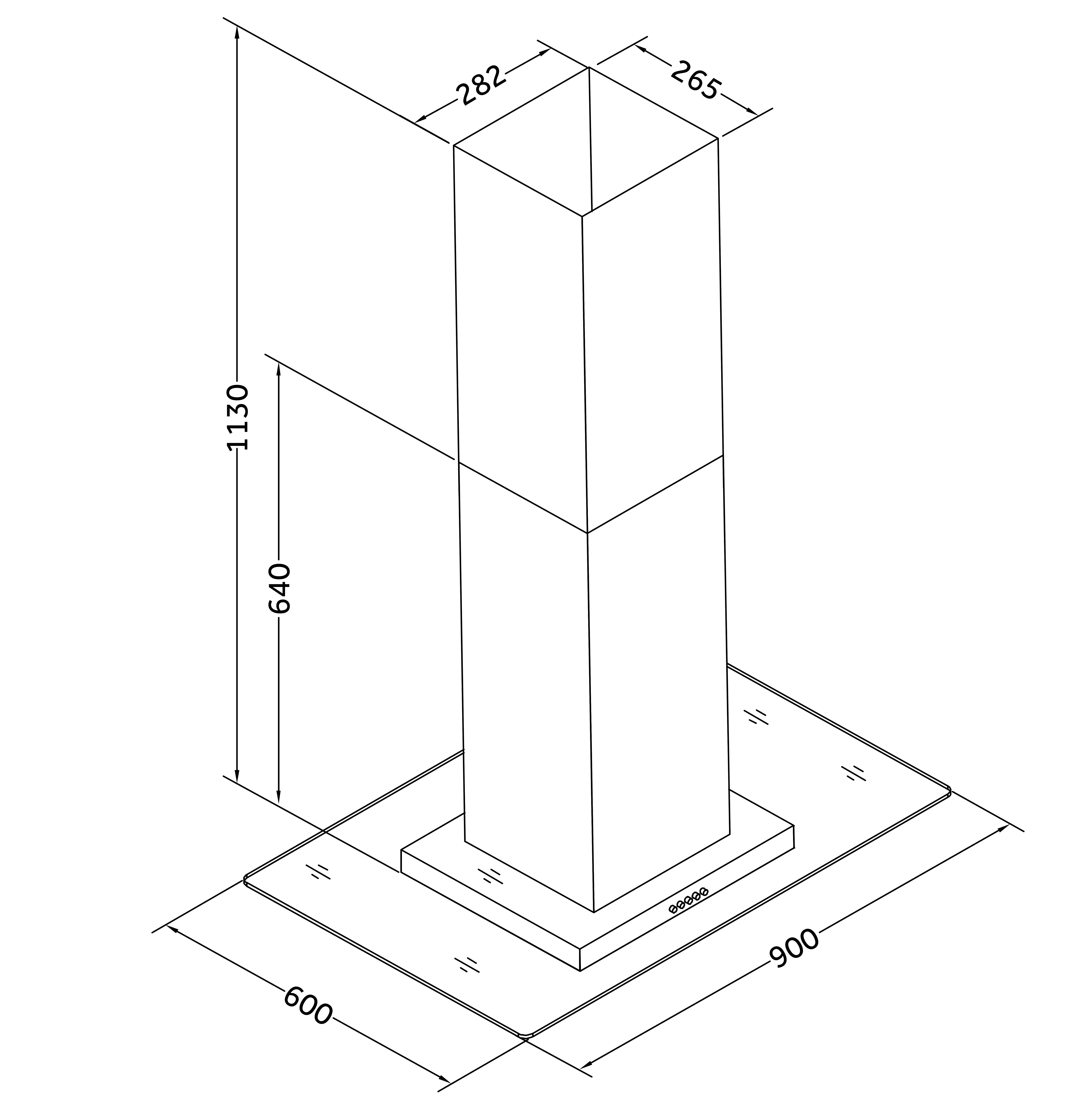 RESPEKTA CH 3100 GISA, Dunstabzugshaube (900 mm breit, 600 mm tief)