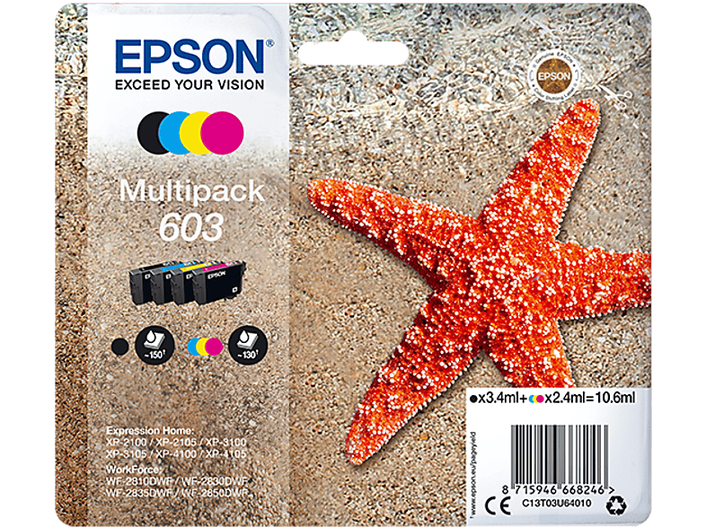 EPSON Original Schwarz, Cyan, Gelb, Magenta (C13T03U64010) | Druckerpatronen Epson