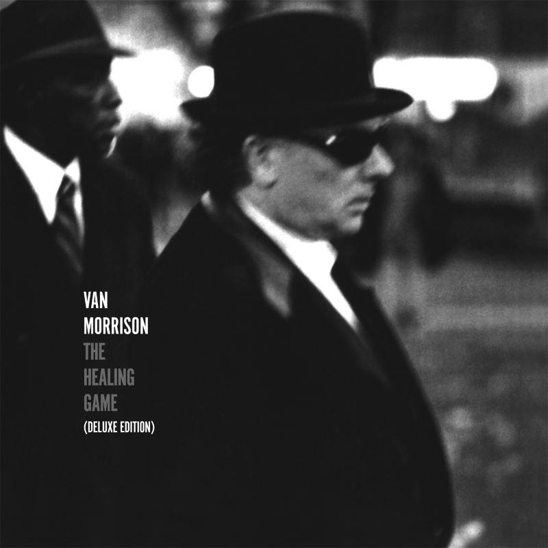 Albumcover: Van Morrison mit Hut, dunklem Anzug und Text, in Schwarzweiß.