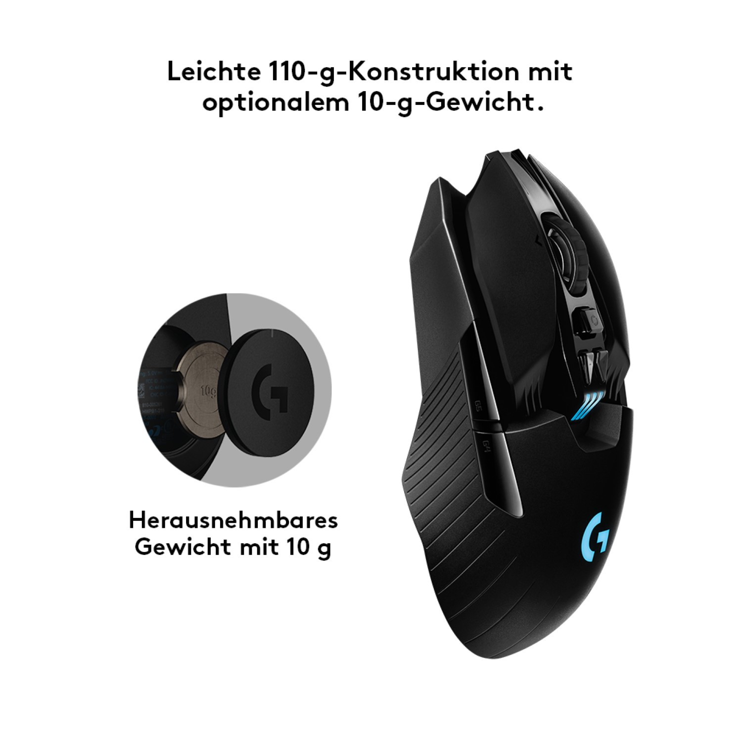 LOGITECH G903 Wireless Gaming Maus, Schwarz