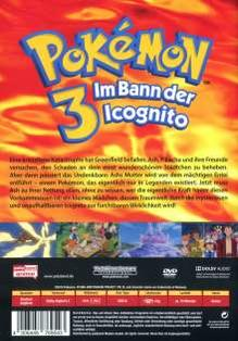 Rückseite einer Pokemon 3 DVD-Hülle mit einem Bild von Pokemon.