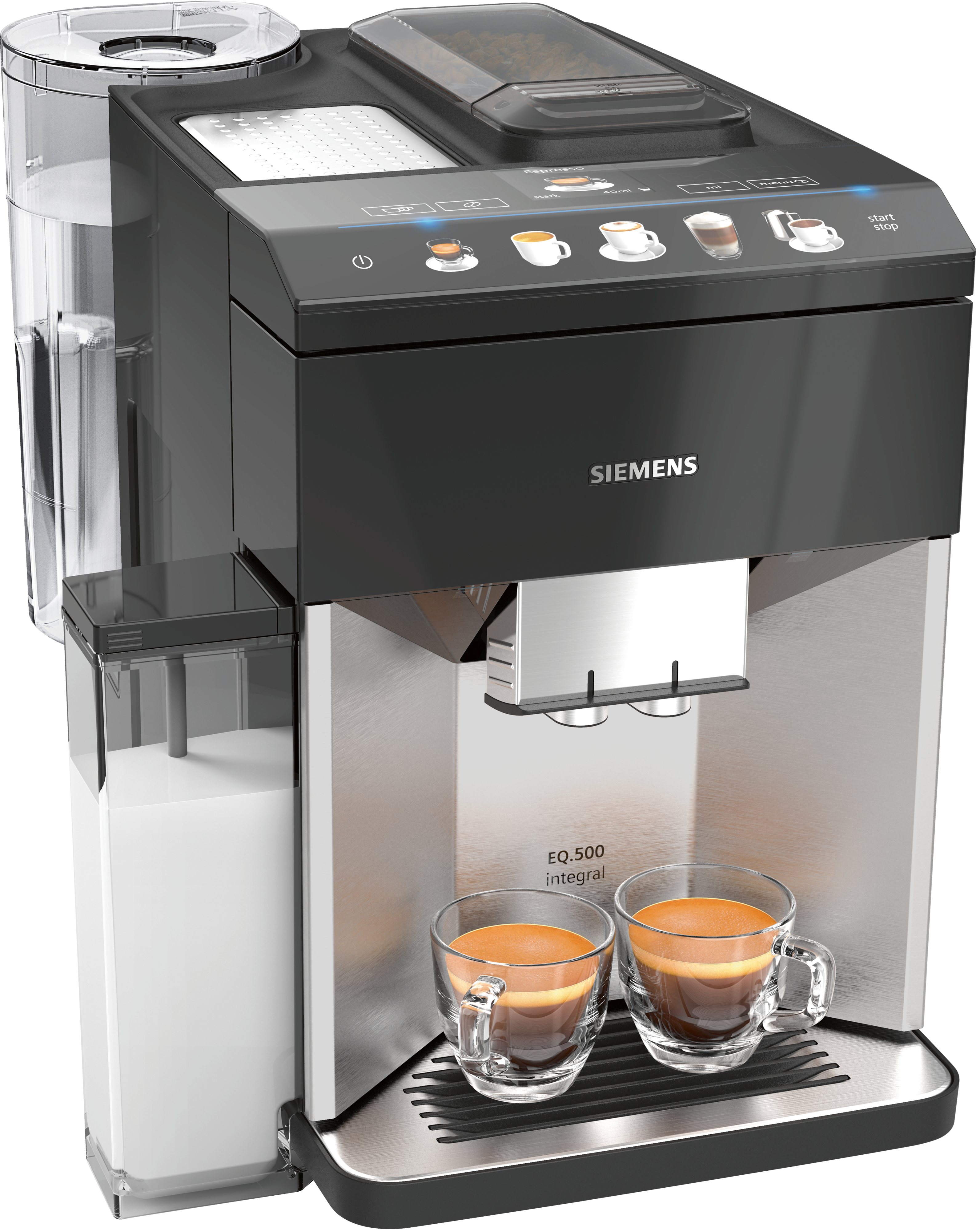 SIEMENS TQ507D03 EQ.500 Integral Kaffeevollautomat Edelstahl/Klavierlack schwarz