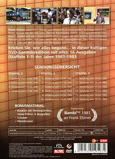 DVD-Cover mit Bildern einer Show, Titeln und einer Episodenliste.