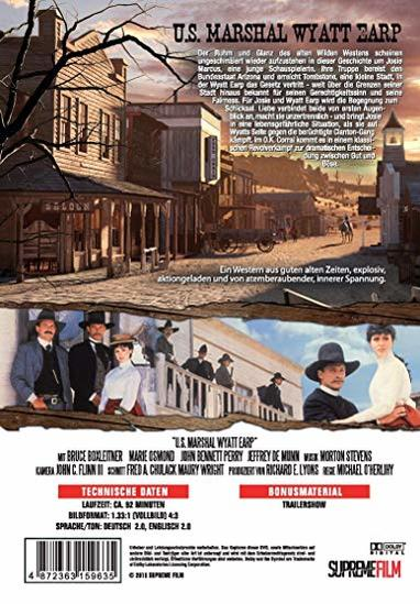 Rückseite der DVD von 'U.S. Marshal Wyatt Earp', mit einer Szene aus dem Film.